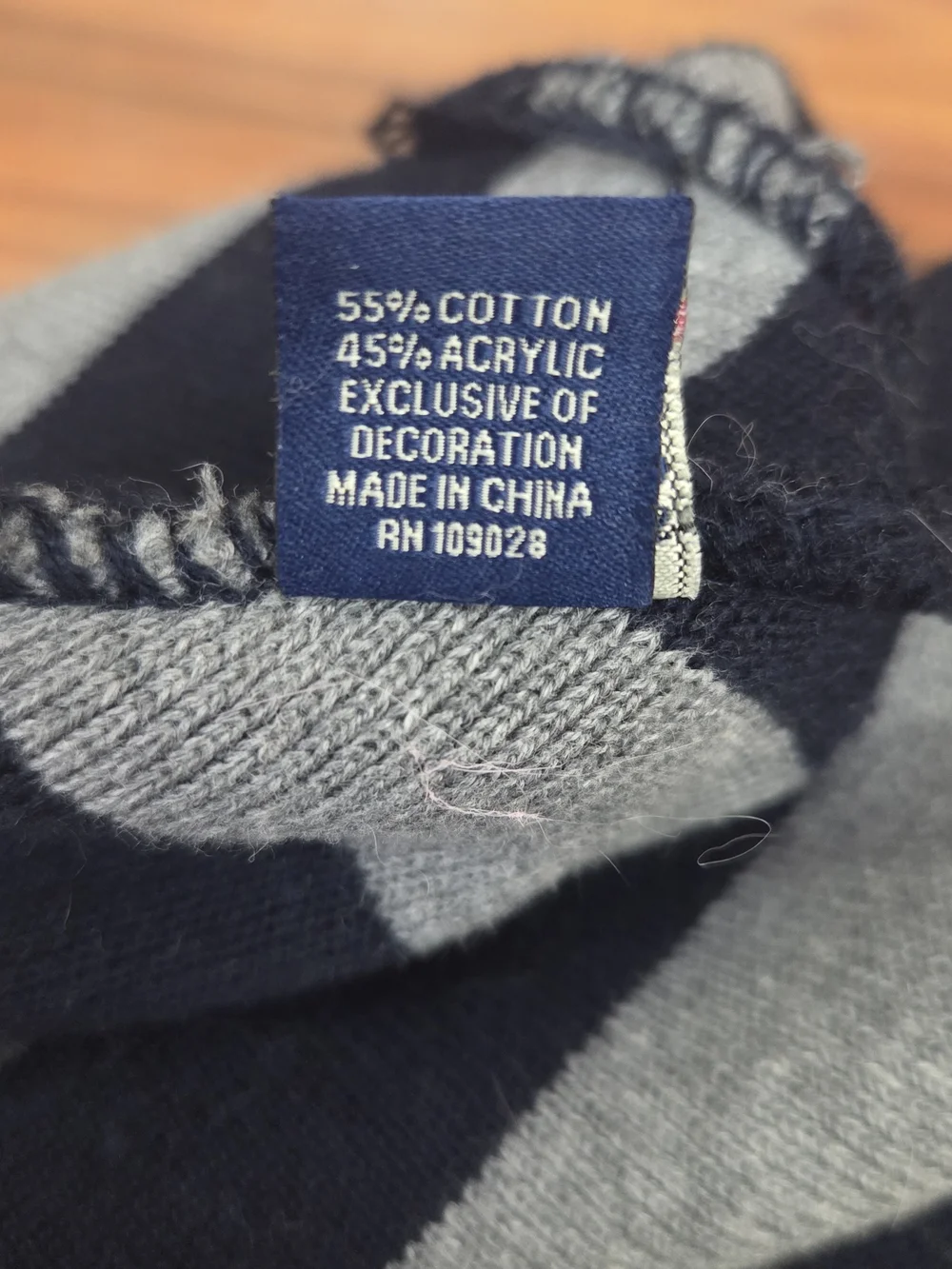 U.S. Polo Assn. Striped Knit Beanie in Navy & Gray
